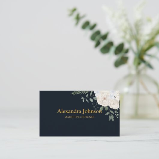 Modern Chic Gold Navy Blue Minimalist Professional Visitekaartje (Staand voorkant)