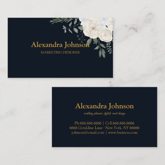 Modern Chic Gold Navy Blue Minimalist Professional Visitekaartje (Voorkant / Achterkant)