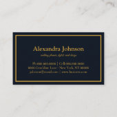 Modern Chic Gold Navy Blue Minimalist Professional Visitekaartje (Achterkant)