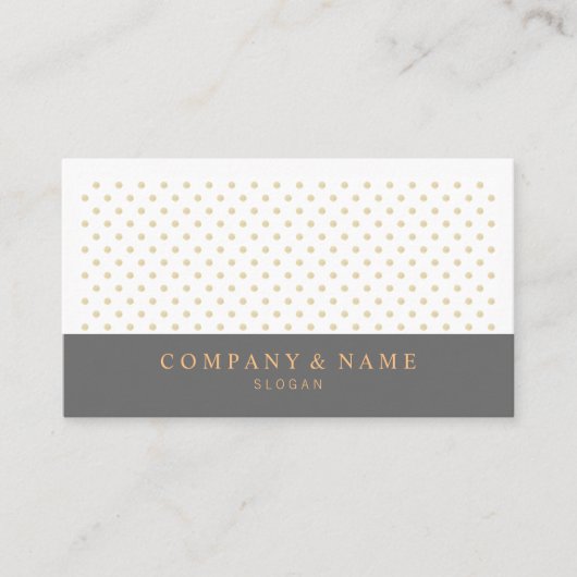 Modern Chic Gold Polka Pattern Dark Grey & Oranje Visitekaartje (Voorkant)