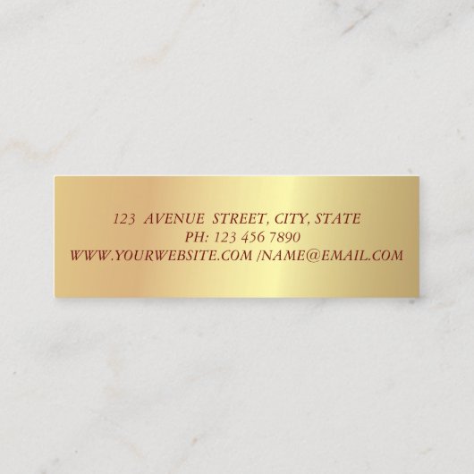 Modern Chic Gold, Red Lips, Makeup kunstenaar Mini Visitekaartje (Achterkant)