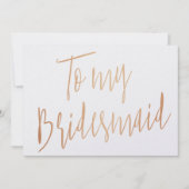 Modern Chic Gold Roos voor mijn bruidsmeisje Kaart (Voorkant)