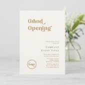Modern Chic Gold Typography Grand Opening Company Kaart (Staand voorkant)