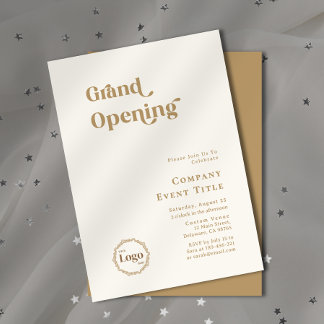 Modern Chic Gold Typography Grand Opening Company Kaart