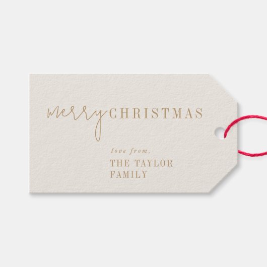 Modern chic | Gold Vrolijk Kerstfeest Familie Vaka Cadeaulabel (Voorkant (Horizontaal))