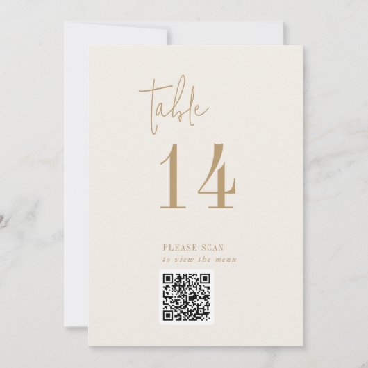 Modern Chic Goud QR Code Tafelnummer (Voorkant)