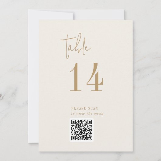 Modern Chic Goud QR Code Tafelnummer (Achterkant)