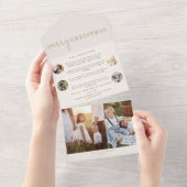 Modern chic | Goud Vrolijk Kerstmis Multi Foto All In One Uitnodiging (Afscheurbaar)