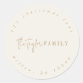 Modern chic | Gouden Familie Circulair Terugkeerad Ronde Sticker (Voorkant)