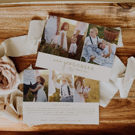 Modern chic | Gouden Fotocollage Nieuwjaar Nieuws Feestdagenkaart