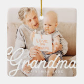 Modern Chic Grandma Fotokerstfeestdag Keramisch Ornament (Achterkant)
