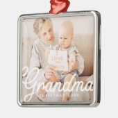 Modern Chic Grandma Fotokerstfeestdag Metalen Ornament (Links)