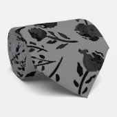 Modern Chic Gray Autumn Floral Stropdas (Opgerold)