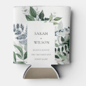 Modern Chic Green Leafy Tropical Foliage Wedding Blikjeskoeler (Voorkant)