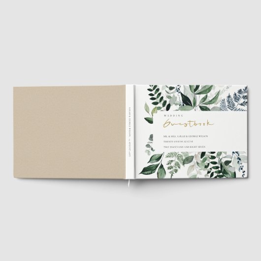 Modern Chic Green Leafy Tropical Foliage Wedding Gastenboek (Volledig)