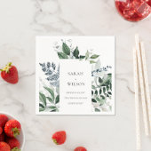 Modern Chic Green Leafy Tropical Foliage Wedding Servet (Insitu)