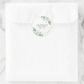 Modern Chic Greenery Eucalyptus Gold Baby shower Ronde Sticker (Tas)