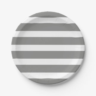 Modern Chic Grey Stripe verjaardagsfeestje Papieren Bordje