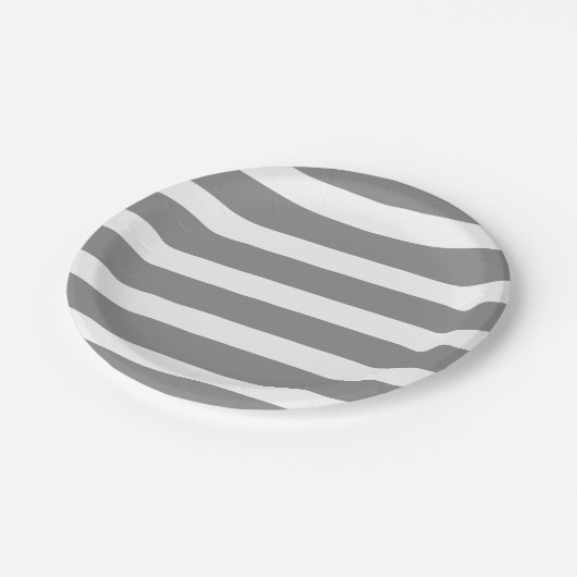 Modern Chic Grey Stripe verjaardagsfeestje Papieren Bordje (Gekanteld)