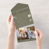 Modern chic | Groen Nieuwjaar Cheer Multi Foto All In One Uitnodiging (Afscheurbaar)