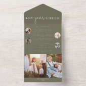 Modern chic | Groen Nieuwjaar Cheer Multi Foto All In One Uitnodiging (Binnen)