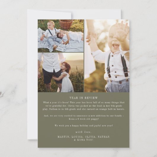 Modern chic | Groen Nieuwjaar Foto Jaar in de Revi Feestdagenkaart (Achterkant)