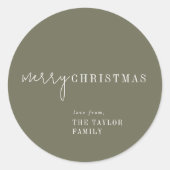 Modern chic | Groen Vrolijk Kerstcadeau Ronde Sticker (Voorkant)