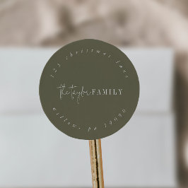Modern chic | Groene familie circulair retouradres Ronde Sticker