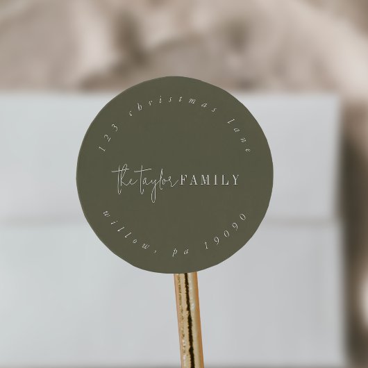Modern chic | Groene familie circulair retouradres Ronde Sticker