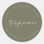 Modern chic | Groene familie circulair retouradres Ronde Sticker (Voorkant)