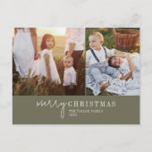 Modern chic | Groene fotocollage Kerstnieuws Feestdagenkaart (Voorkant)