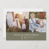 Modern chic | Groene fotocollage Kerstnieuws Feestdagenkaart (Voorkant)