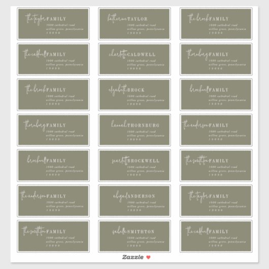 Modern chic | Groene geadresseerde gast Adresetike Sticker (Vel)