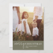 Modern chic | Groene Vrolijke Kerstfoto Feestdagenkaart (Voorkant)