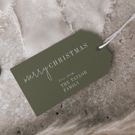 Modern chic | Groene Vrolijke Kerstmis Familie Vak Cadeaulabel