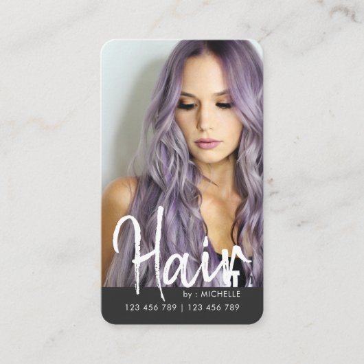 Modern chic Hair Stylish QR code foto Visitekaartje (Voorkant)