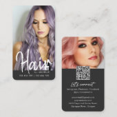 Modern chic Hair Stylish QR code foto Visitekaartje (Voorkant / Achterkant)