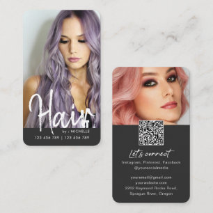 Modern chic Hair Stylish QR code foto Visitekaartje