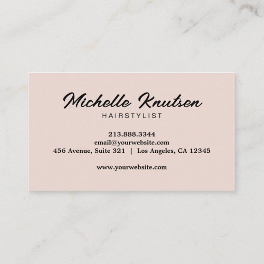 Modern Chic Hair Stylist Beauty Salon Blush Pink Visitekaartje (Achterkant)