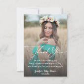  modern chic handwriting baby shower faded photo bedankkaart (Voorkant)