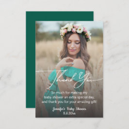  modern chic handwriting baby shower faded photo bedankkaart