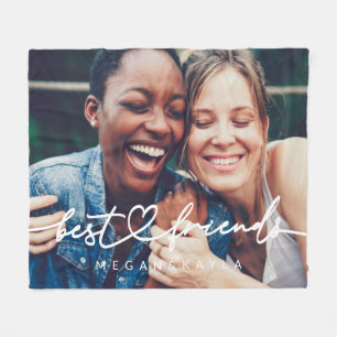 Modern Chic Heart Best Friends Besties BFF Foto Fleece Deken