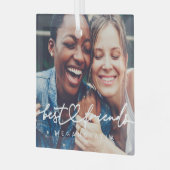 Modern Chic Heart Best Friends Besties BFF Foto Glas Ornament (Voorkant links)