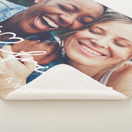 Modern Chic Heart Best Friends Besties BFF Foto Sherpa Deken (3/4)