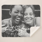 Modern Chic Heart Best Friends Besties BFF Foto Sherpa Deken (Voorkant (horizontaal))