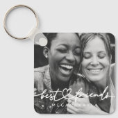 Modern Chic Heart Best Friends Besties BFF Foto Sleutelhanger (Voorkant)
