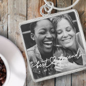 Modern Chic Heart Best Friends Besties BFF Foto Sleutelhanger