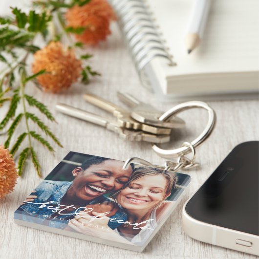 Modern Chic Heart Best Friends Besties BFF Foto Sleutelhanger (Voorkant Rechts)