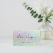 Modern Chic Holographic Opal Stone Business Card Visitekaartje (Staand voorkant)