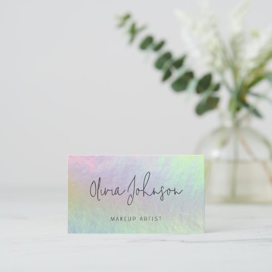 Modern Chic Holographic Opal Stone Business Card Visitekaartje (Staand voorkant)